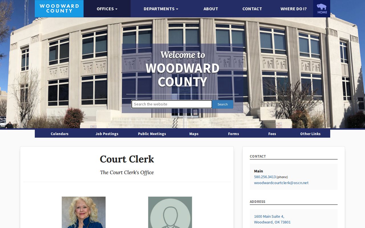 Woodward County release record research on the official Court Clerk page